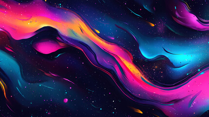 Wall Mural - Colorful abstract aurora in the night sky, featuring vibrant neon hues and cosmic patterns, perfect for a futuristic and artistic background. Neon Aurora. Illustration