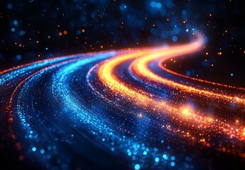 Poster - A background adorned with a neon blue light ray displaying diagonal motion blur