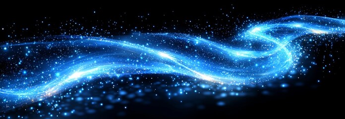 Poster - Darkness is illuminated by abstract blue light trails, enhanced by motion blur