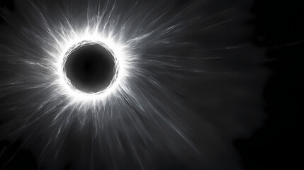 Wall Mural - from the heart of a black setting, a radiant white glow emerges, encased in a luminous halo and emit