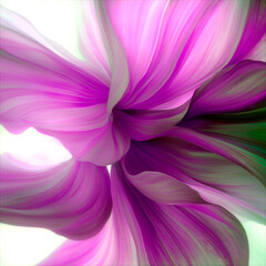 Leinwandbilder - The undulating petals of an abstract flower form a harmonious composition with vibrant shades of pink and purple. The flowing effect gives the image lightness, airiness and elegance