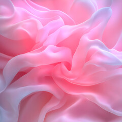 Aufkleber - Elegant waves of sheer chiffon frozen in a dynamic composition. Pastel pink tones are combined with soft blue shimmers to create the illusion of movement. Minimalist style