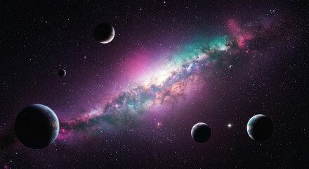 Wall Mural - A beautiful image showcasing the galaxy alongside many celestial planets