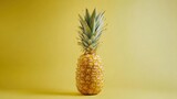 Vibrant Pineapple on a Bold Yellow Background: Fresh Tropical Summer Vibes