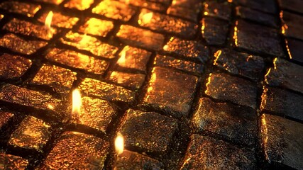 Wall Mural - Golden Cobblestone Pathway: A Glowing Ember Texture