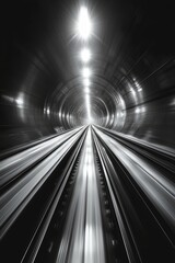 Poster - motion blur effect as a train speeds through a bridge, creating a time travel atmosphere in Tokyo, Japan