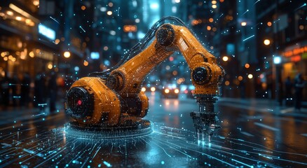 Poster - Visual representation of the smart industry concept using abstract high-speed technology and motion blur