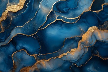 Poster - Luxurious abstract fluid art in alcohol ink technique. Tender and dreamy wallpaper with a color blend that crafts transparent waves and golden swirls. Perfect for posters and other printed materials