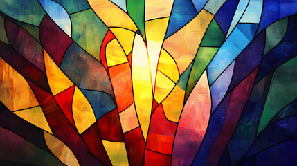 Wall Mural - colorful stained glass window design. stained light. illustration
