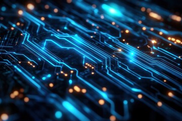 Poster - Abstract close-up of illuminated circuit board design