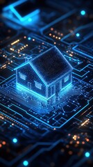 Poster - Digital representation of a house on a circuit board