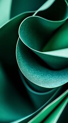 Poster - Close-up of green curled paper showcasing intricate textures and shapes in natural light