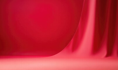 Fototapete - A red curtain hangs in front of a red wall