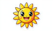© FATNA - A cheerful sun with bright yellow rays, expressive eyes, and a wide grin, perfect for children's materials or lighthearted designs.