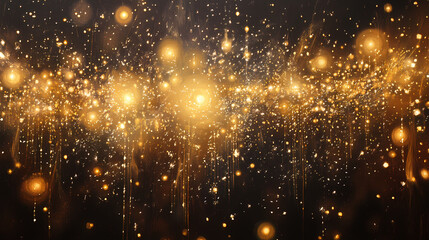 Wall Mural - a myriad of golden sparkles illuminate a dusky backdrop, creating a warm glow. dusky brilliance. ill