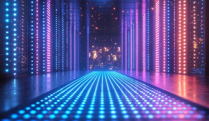 Poster - Abstract light blue lines on a black background highlight textured ground. Dynamic blue curves and patterns create detailed fractal graphics, symbolizing science and technology