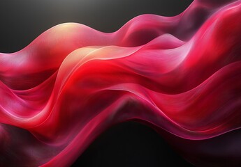 Poster - Red wave element with smooth flow. Motion illustration in red. Smoky wave design