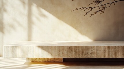 Leinwandbilder - Elegant minimalist interior with natural light casting shadows on a textured surface in a serene setting