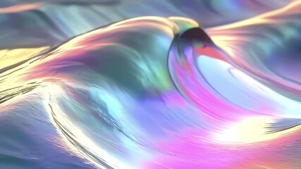 Aufkleber - Abstract animation of flowing abstract lines of shimmering material with a soft palette of lilac, azure and sunshine. The composition is fluid like shimmering light on water