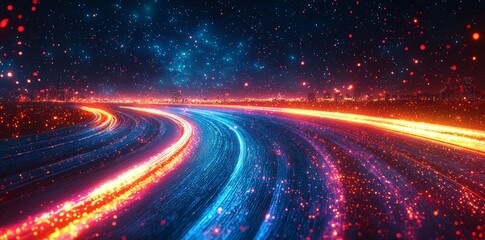 Poster - Speed light streaks the background, with blurred fast-moving light