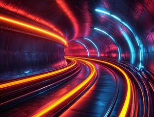 Poster - Business concept - utilizing AI to create an abstract high-speed MRT track in motion light set as a background in Tokyo, Japan