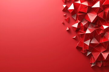 Poster - Red geometric shapes adorn a blank red color background space