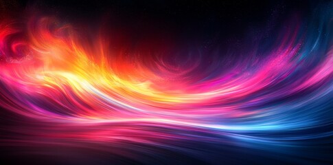 Poster - Abstract illustration featuring vibrant, stylish light trails and motion effects on a black background