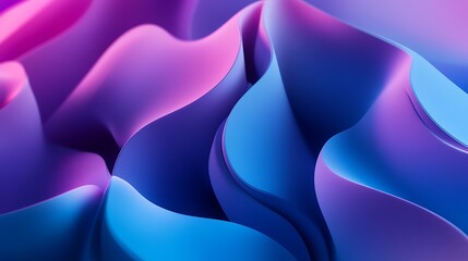 Poster - Abstract Purple and Blue Waves: A Digital Art Piece