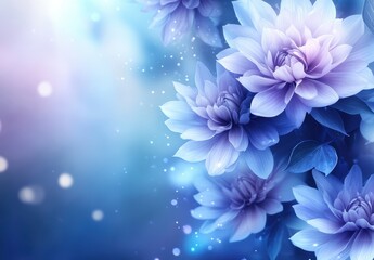 Poster - Ethereal Blue Lotus Flowers Blooming Against a Dreamy Background with Soft Bokeh Lights and Gentle Color Gradients for Tranquil Aesthetic
