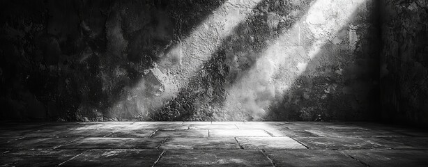 Poster - A黑暗 glowing banner header with poster copy on a black, white, and gray abstract, grainy texture background in an open space