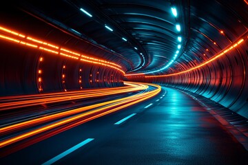 Poster - The rapid flow of vehicles on a high-speed road, with motion blur and Stock effects, conveys a sense of high-speed transfer on an abstract canvas