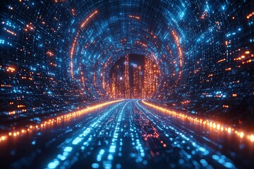 Poster - Generate an abstract art background image with smooth, flowing lines in a mysterious blue tone, combining curves and motion in the middle, reminiscent of fantasy, using AI