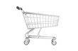 © Space Priest - Shopping cart with a black handle and silver wheels, isolated