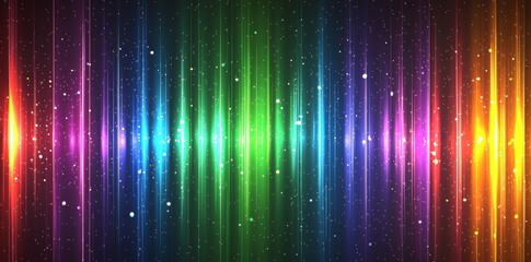 Poster - A futuristic abstract background with dynamic blue, green, and purple motion blur lines set against a black background. Illuminated by flashes of light and a neon glow, it captures a sci-fi concept