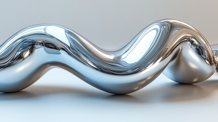 Poster - 3D abstract metallic wave with a transparent backdrop