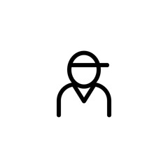 Poster - A Young Person Wearing A Baseball Cap, A Simple Line Drawing Conveying Casual Coolness And Youthful Energy With Clean Black Lines On A White Background