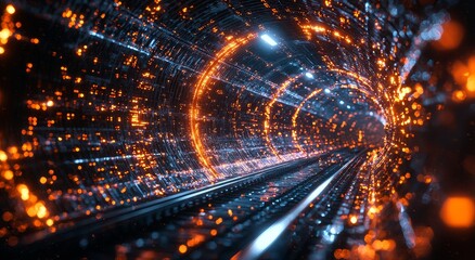 Poster - abstract design with a glowing, futuristic tunnel as the main element