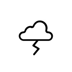Poster - A Dramatic Storm Cloud Unleashing A Powerful Lightning Bolt Across A Clear Sky In A Minimalist Black Line Art Style