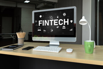 Poster - fintech financial technology software for modish business to analyze marketing strategy