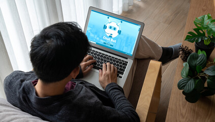 Fototapete - chatbot software application for modish online business that automatically reply to customer questio