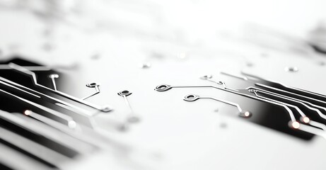 Aufkleber - Close-up view of a circuit board showcasing intricate designs and pathways. The modern aesthetic emphasizes technology's role in shaping the future of connectivity and innovation.