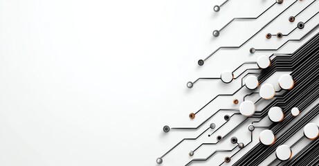 Poster - Abstract representation of modern technology with intricate circuit patterns and white background, symbolizing innovation and digital advancement.