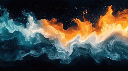Poster - Dynamic abstract art colorful fluid patterns studio digital artwork dark background close-up creative design