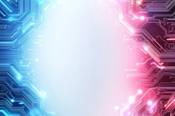 Poster - a vibrant digital background featuring intertwining blue and pink circuitry patterns, creating a mod