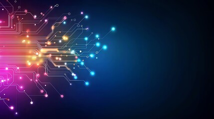 Poster - a vibrant abstract background depicting colorful circuit board designs with glowing lights. the comp