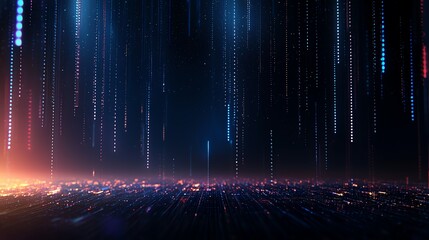 Poster - A stunning representation of a digital landscape with vibrant light trails, symbolizing connectivity, innovation, and the future of technology in a dynamic and abstract form.