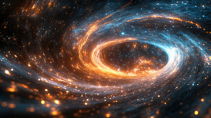 Poster - Cosmic collision event deep space abstract art stellar environment dynamic viewpoint galactic concept
