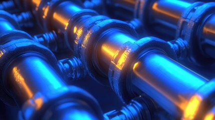 Poster - A conceptual image of a blockchain-powered industrial supply chain ensuring secure transactions.
