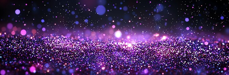 Poster - A mesmerizing display of purple and pink glitter particles creates a magical atmosphere in this abstract image, perfect for backgrounds, design projects, and creative inspirations.