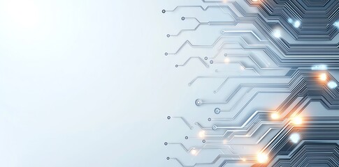 Aufkleber - A modern digital circuit board design showcasing intricate lines and glowing lights. This background illustrates the advancement of technology and innovation in electronics.